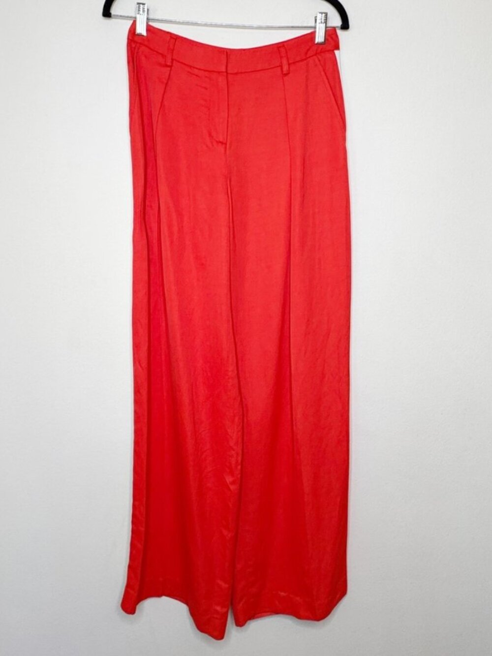 TWP Sullivan With Tux Coated Viscose Linen Wide Leg Pants Red Bone Size 0 - Picture 2 of 16